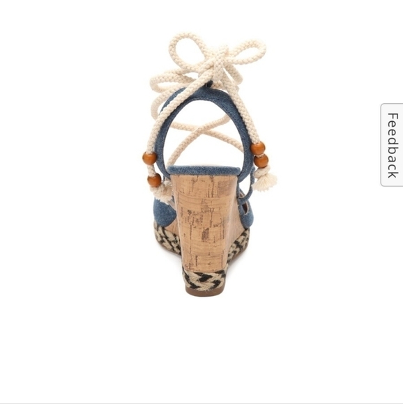 Mix No 6 Denim Strappy Tie Up Wedge Sandal Size 9 - Picture 5 of 11